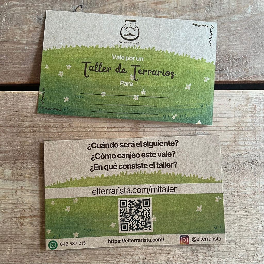 Imagen de un vale de regalo por un taller de terrarios