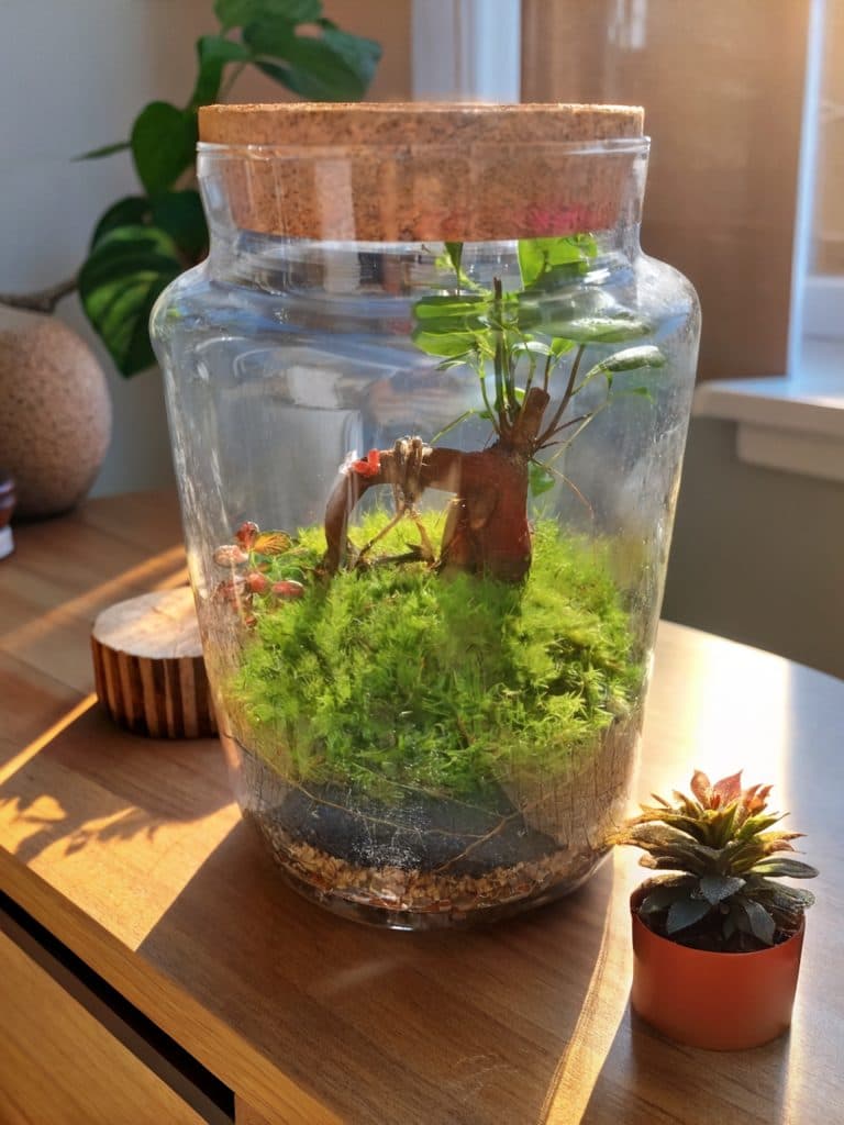 Imagen de un terrario en una cocina, en verano